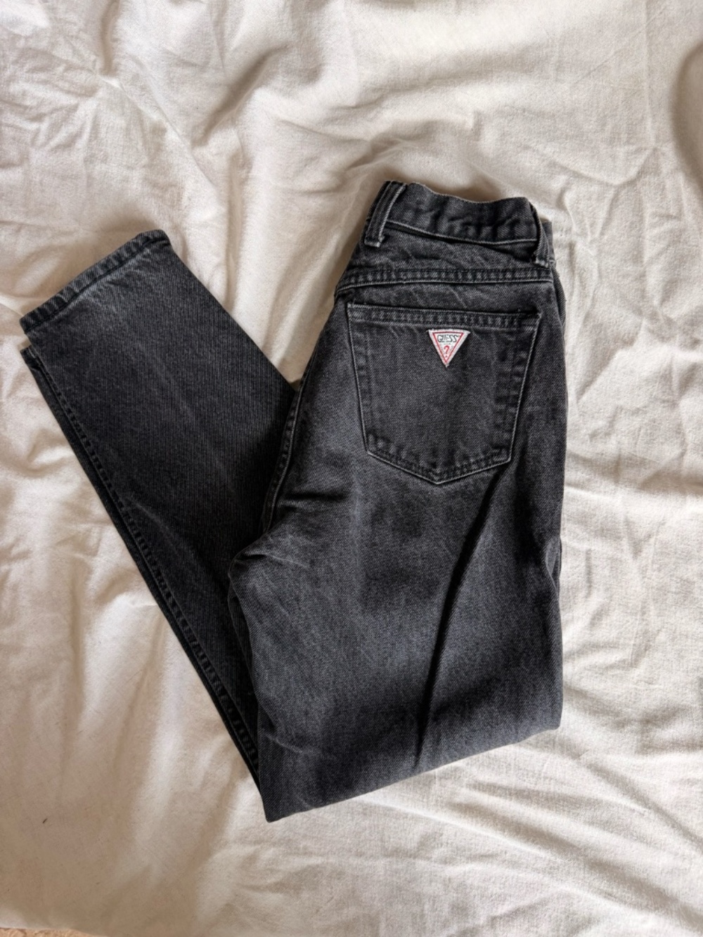 Guess by Marciano Washed Black Boyfriend Jeans with Logo Patch